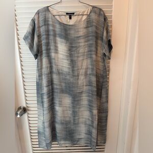 Eileen Fisher Blue and Gray Midi Dress